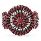 Vintage Navajo Violet & Jeffrey Begay Sterling Silver Red Coral Cuff Bracelet