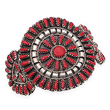 Vintage Navajo Violet & Jeffrey Begay Sterling Silver Red Coral Cuff Bracelet