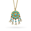 Meenakari Yellow Gold Enamel, Turquoise, and Pearl Necklace