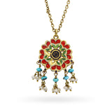 Antique Victorian Yellow Gold Enamel, Turquoise, and Pearl Necklace