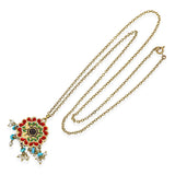 Antique Victorian Yellow Gold Enamel, Turquoise, and Pearl Necklace