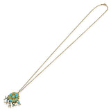 Antique Victorian Yellow Gold Enamel, Turquoise, and Pearl Necklace