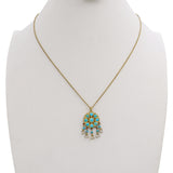 Antique Victorian Yellow Gold Enamel, Turquoise, and Pearl Necklace