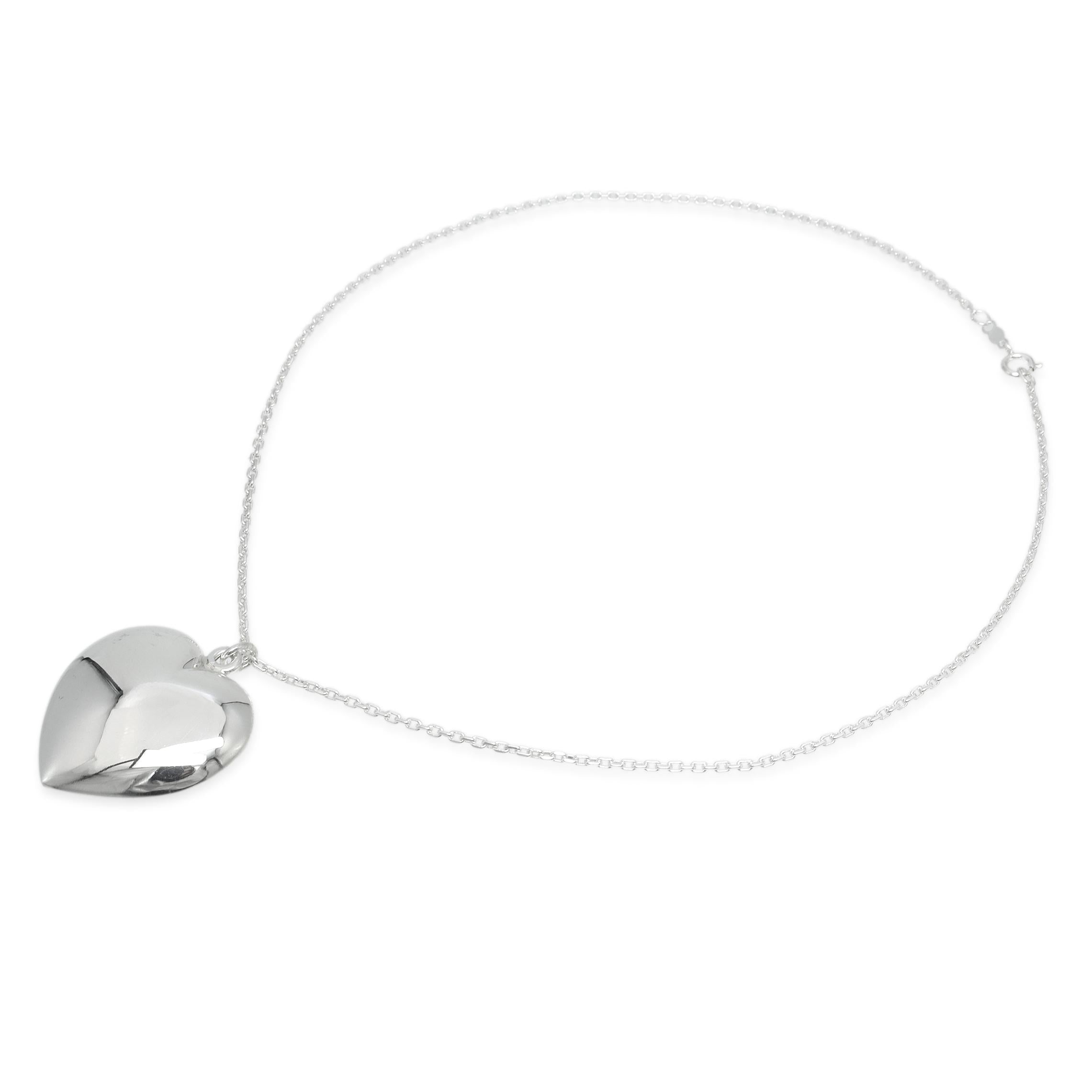 Tiffany & Co. Sterling Silver Puff Heart Pendant Necklace