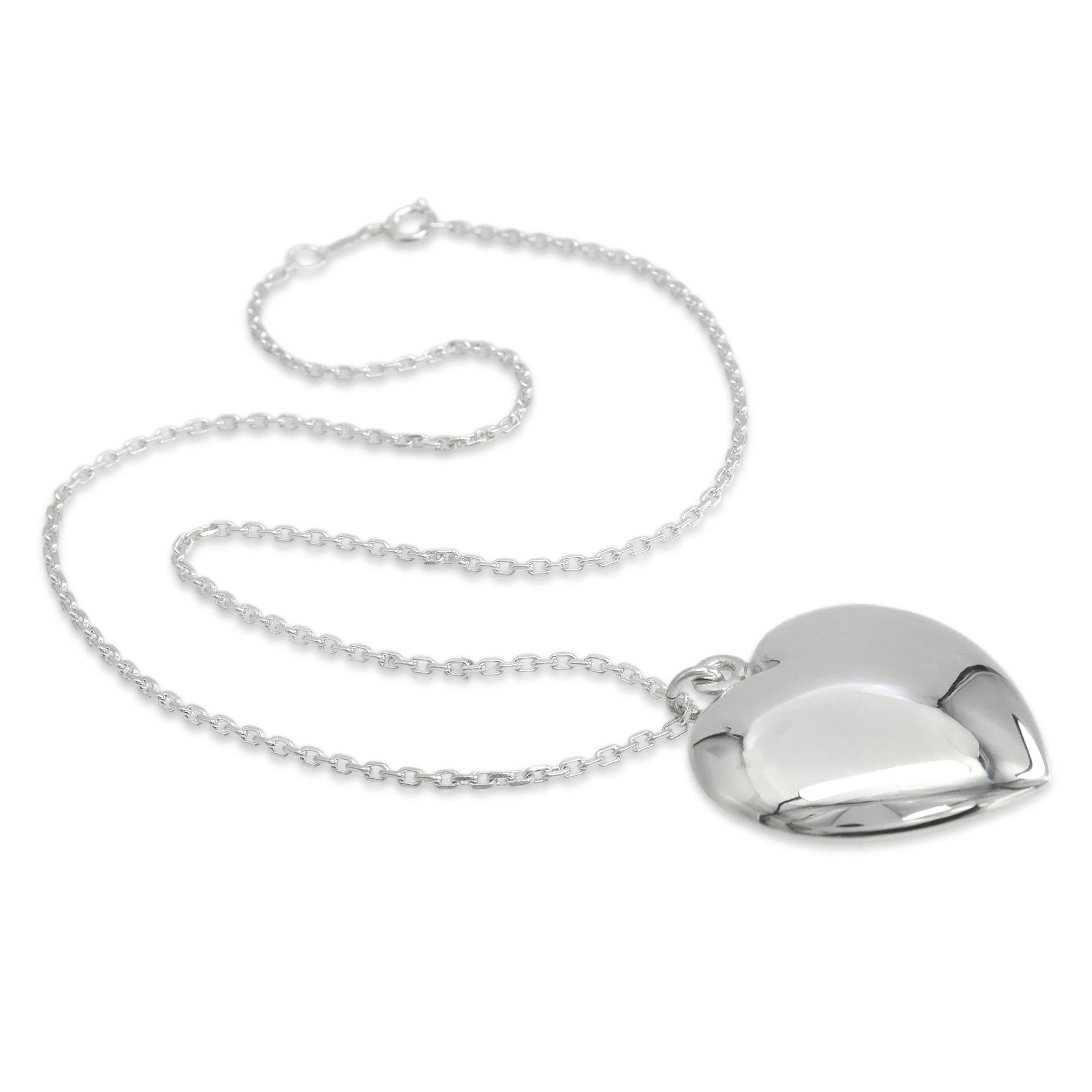 Tiffany & Co. Sterling Silver Puff Heart Pendant Necklace