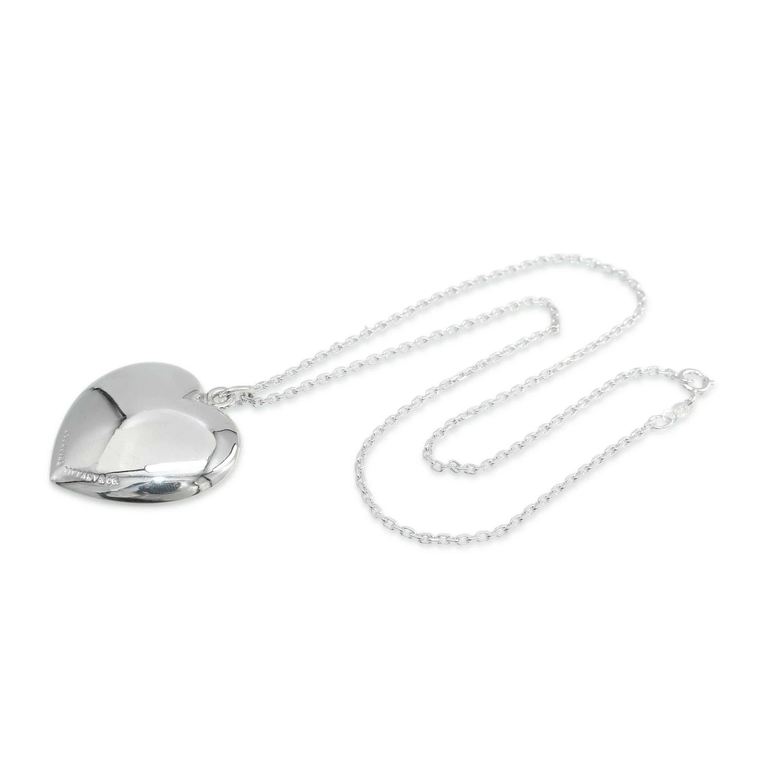 Tiffany & Co. Sterling Silver Puff Heart Pendant Necklace