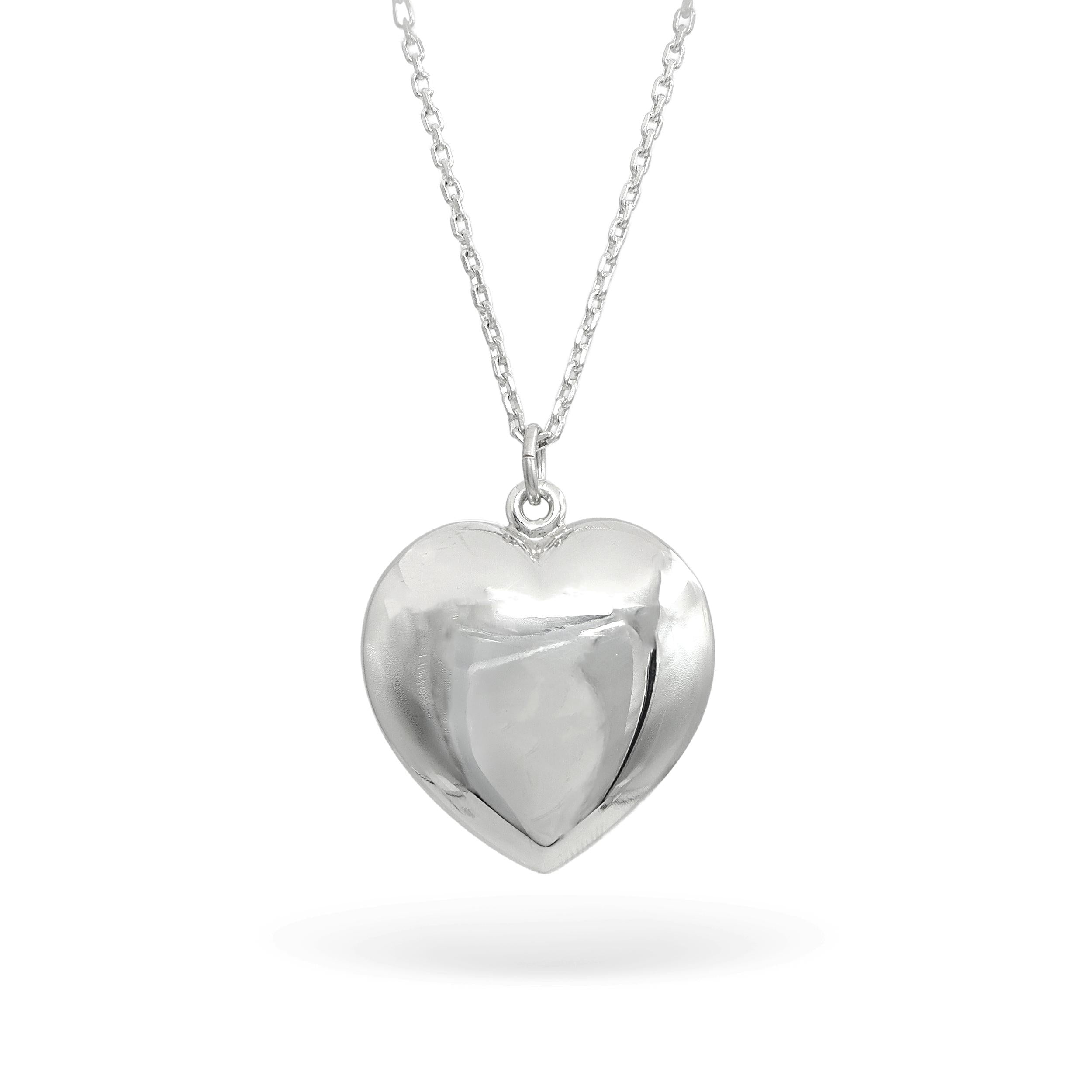 Tiffany & Co. Sterling Silver Puff Heart Pendant Necklace