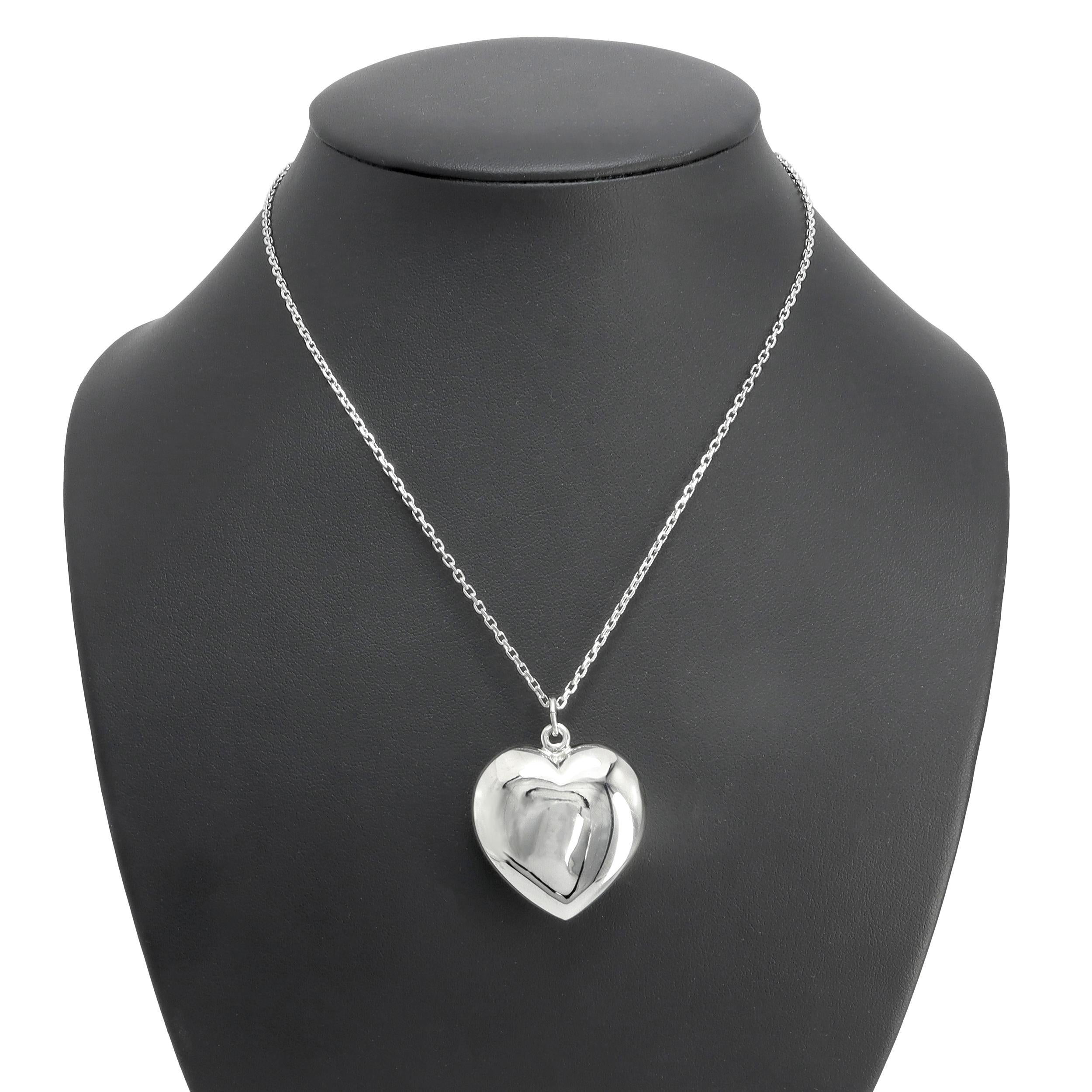 Tiffany & Co. Sterling Silver Puff Heart Pendant Necklace