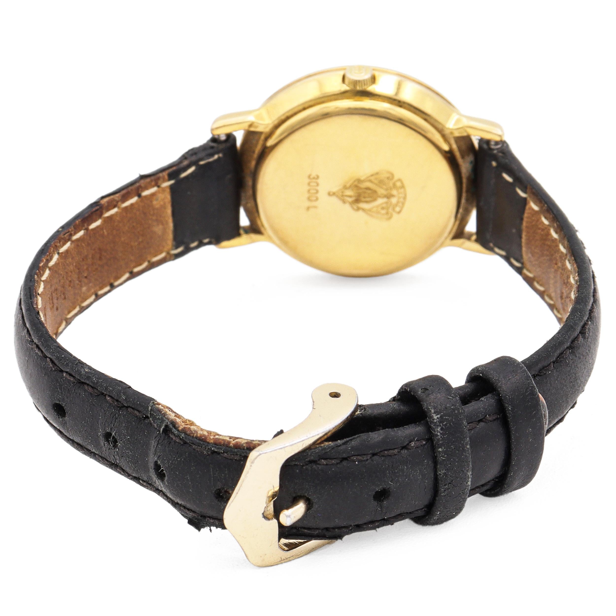 Gucci 3000L Gold Plated Black Dial Roman Numeral Quartz Women’s Watch