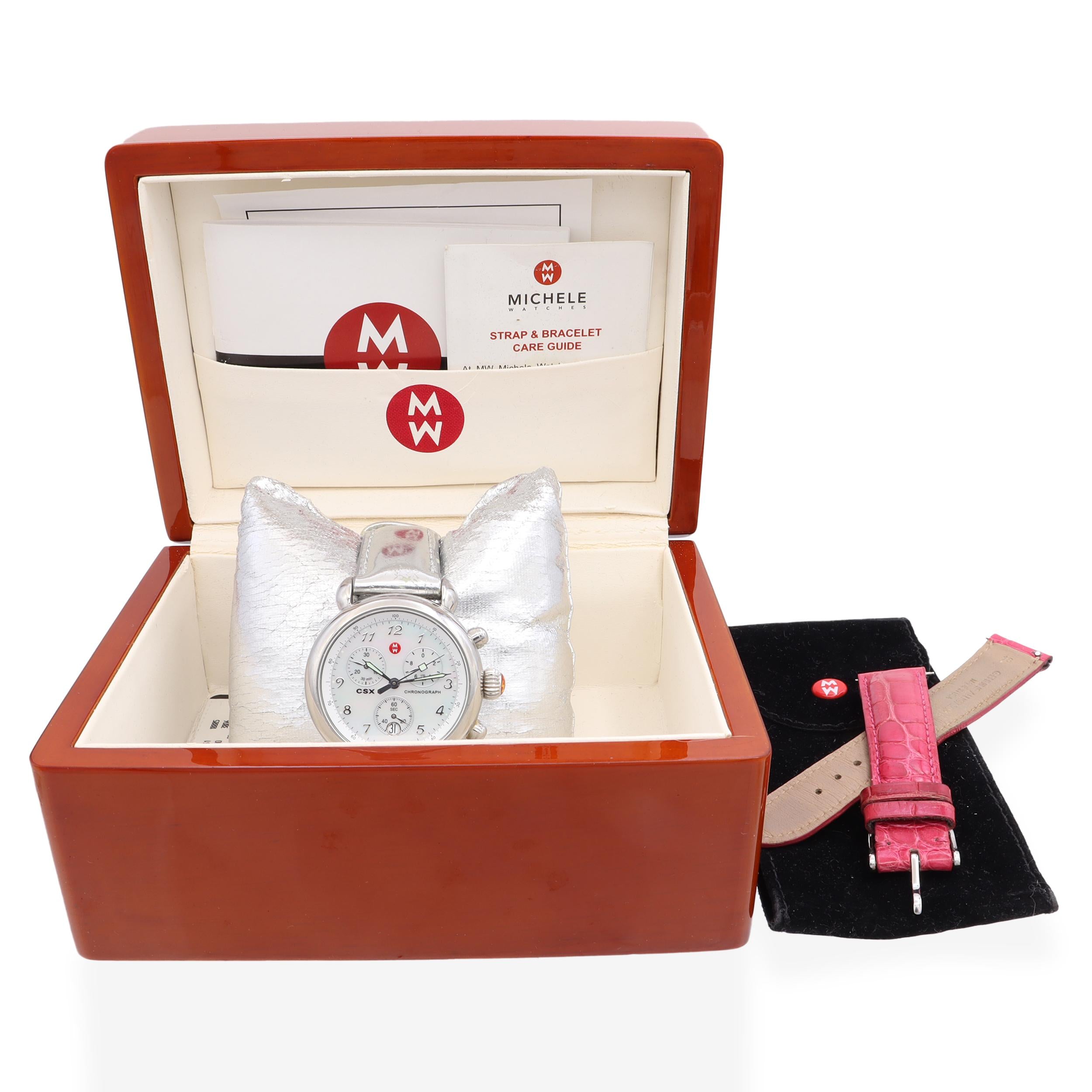 Michele CSX Stainless Steel Chronograph Ladies Quartz Watch