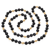 14k Yellow Gold Black Onyx Beaded Strand Necklace