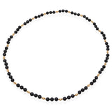 14k Yellow Gold Black Onyx Beaded Strand Necklace
