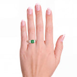 Vintage Platinum 0.90ct Emerald and Diamond Three Stone Ring