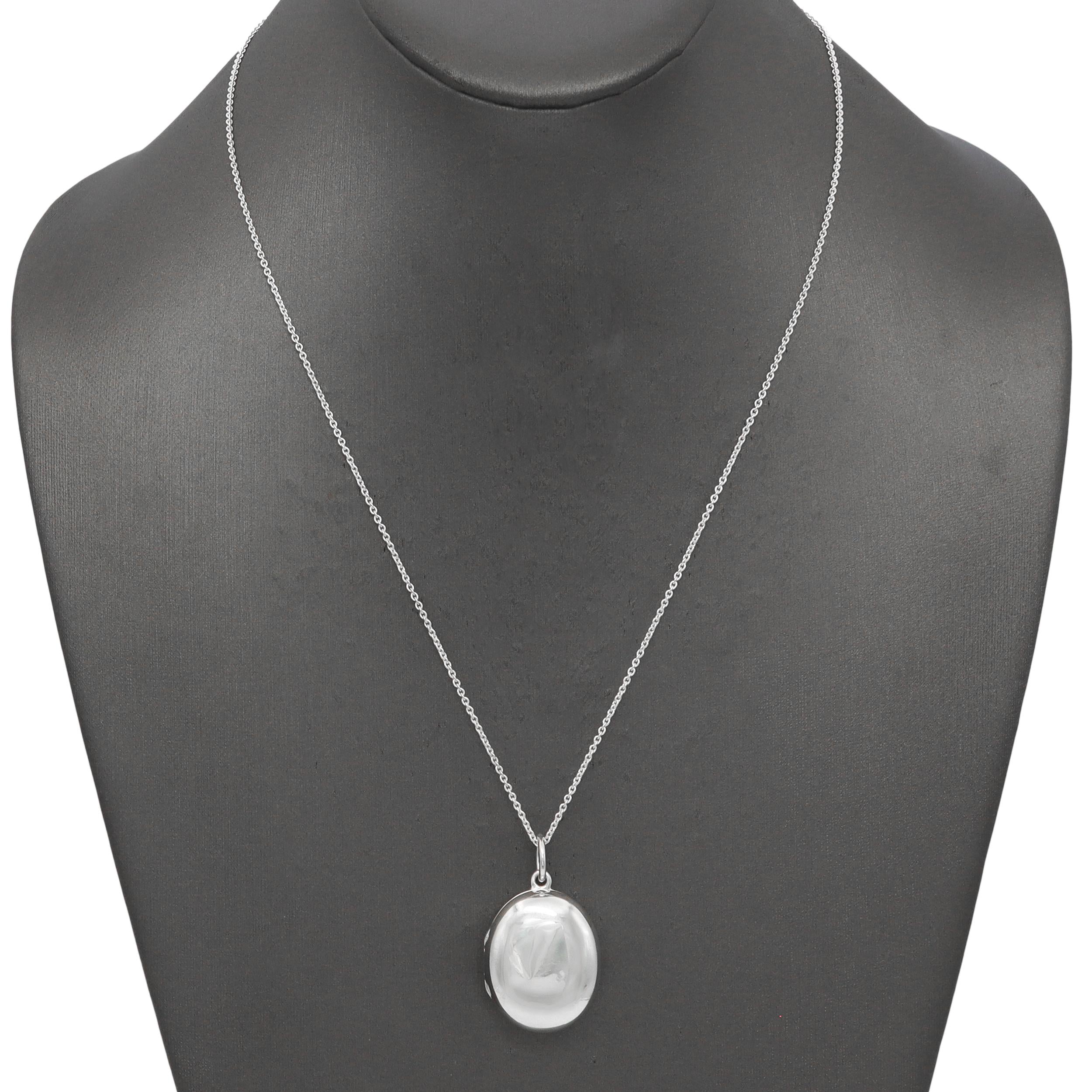 Tiffany & Co. Sterling Silver Oval Locket Pendant Necklace