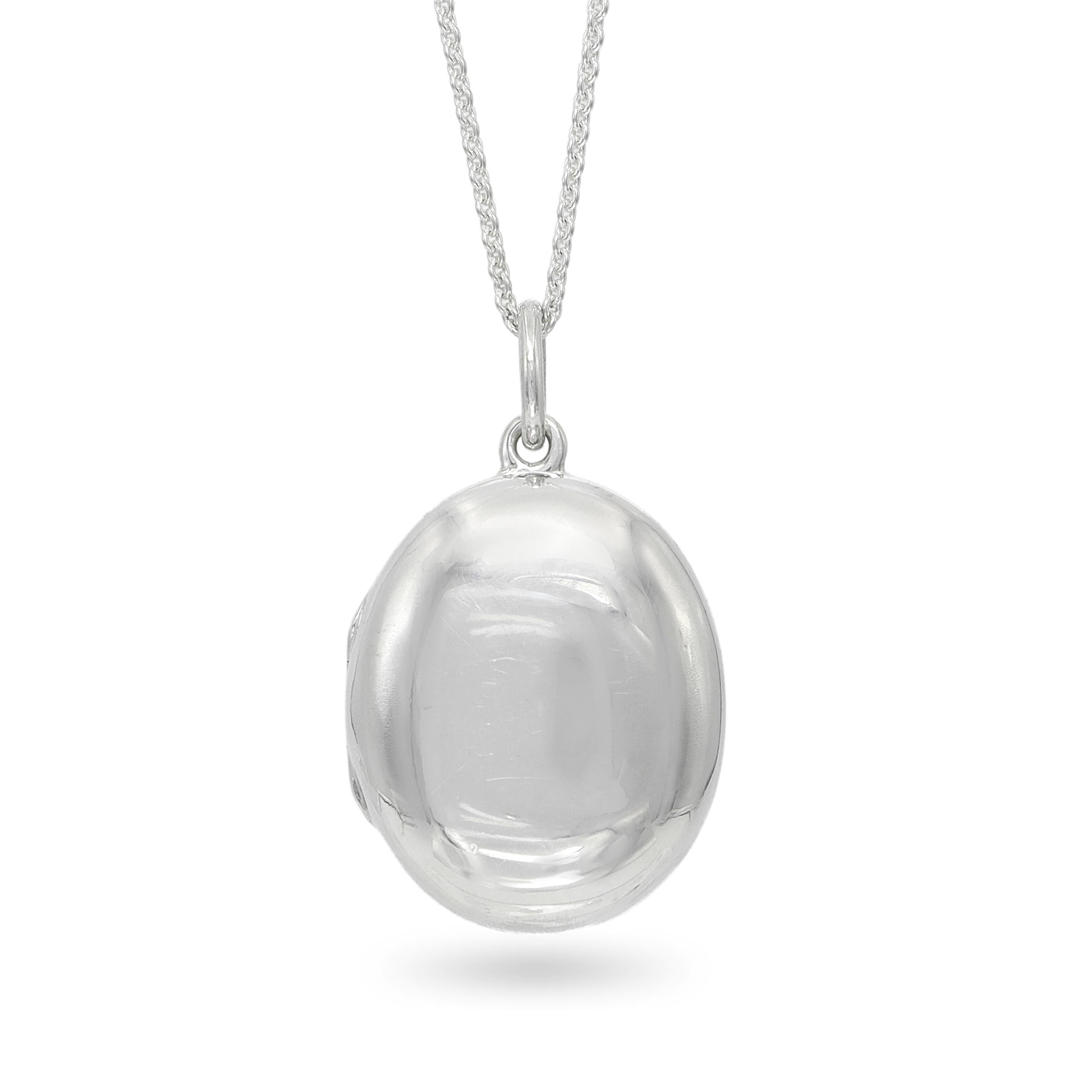 Tiffany & Co. Sterling Silver Oval Locket Pendant Necklace