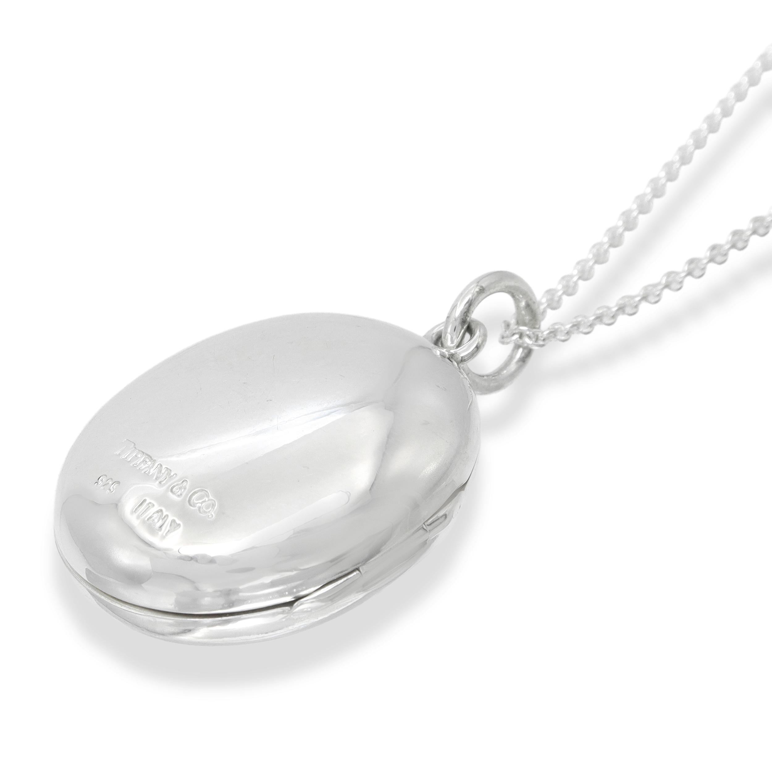 Tiffany & Co. Sterling Silver Oval Locket Pendant Necklace
