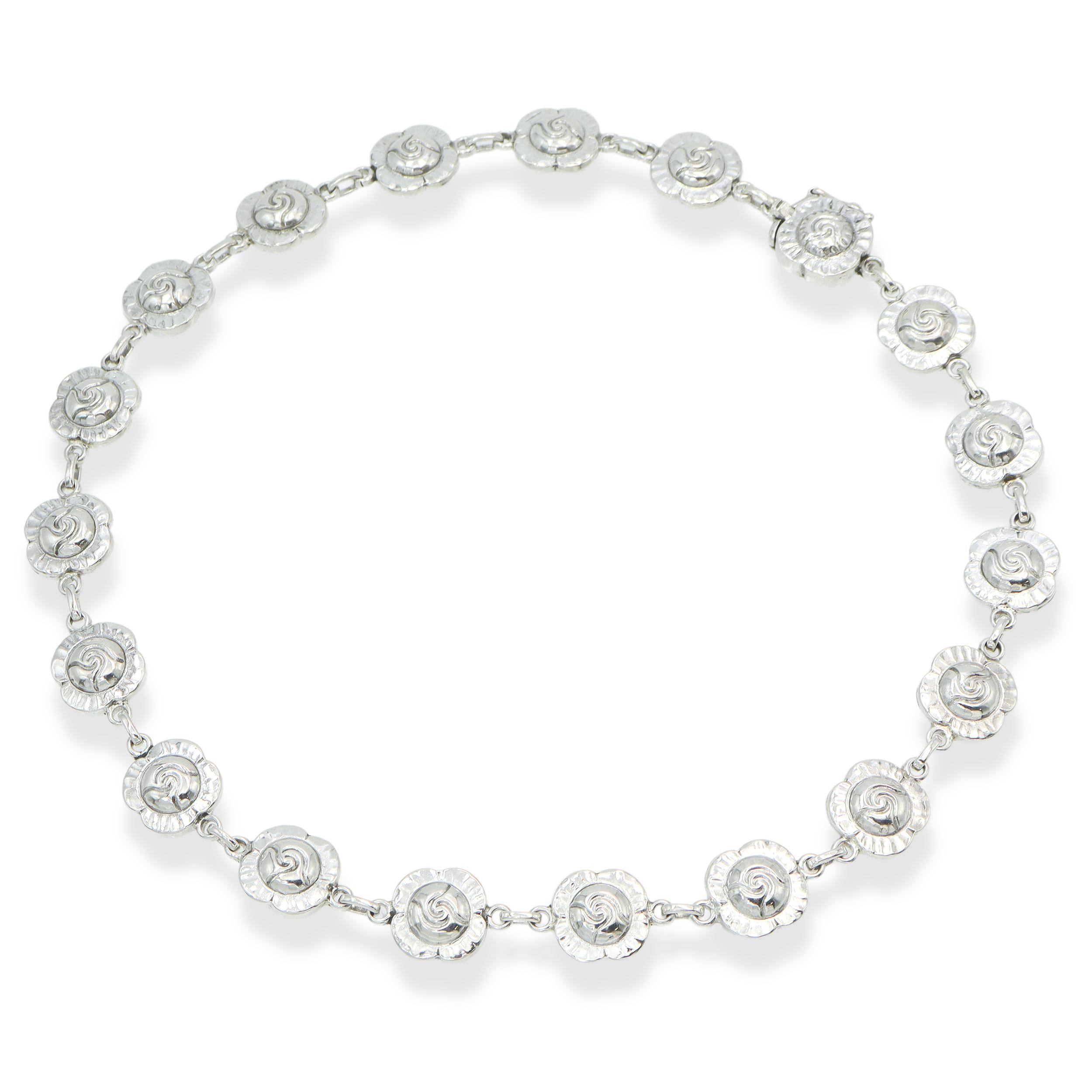 Georg Jensen USA Sterling Silver Danish Rose Motif Necklace No. 44