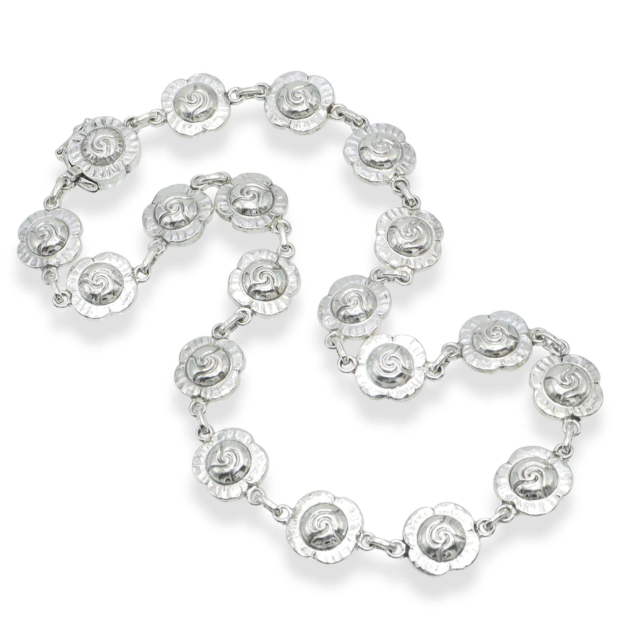 Georg Jensen USA Sterling Silver Danish Rose Motif Necklace No. 44