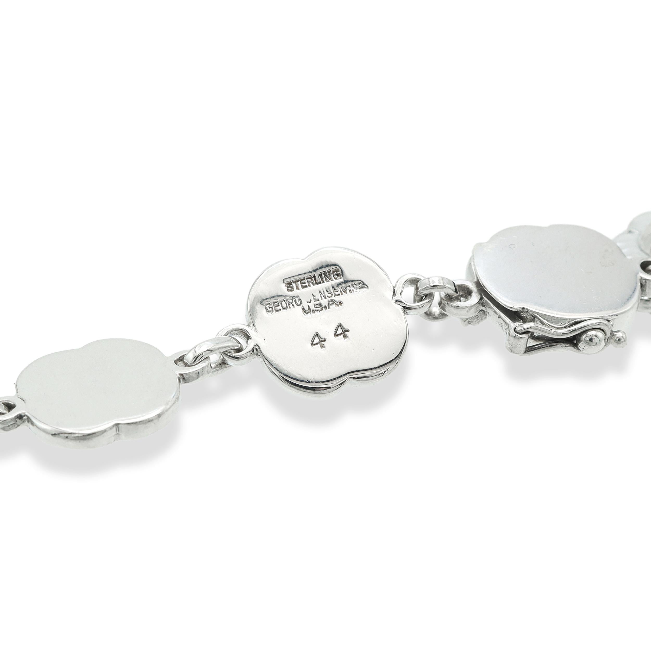 Georg Jensen USA Sterling Silver Danish Rose Motif Necklace No. 44