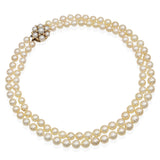 Vintage 14k Yellow Gold Double Pearl Strand Necklace