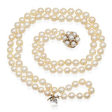 Vintage 14k Yellow Gold Double Pearl Strand Necklace