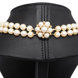 Vintage 14k Yellow Gold Double Pearl Strand Necklace