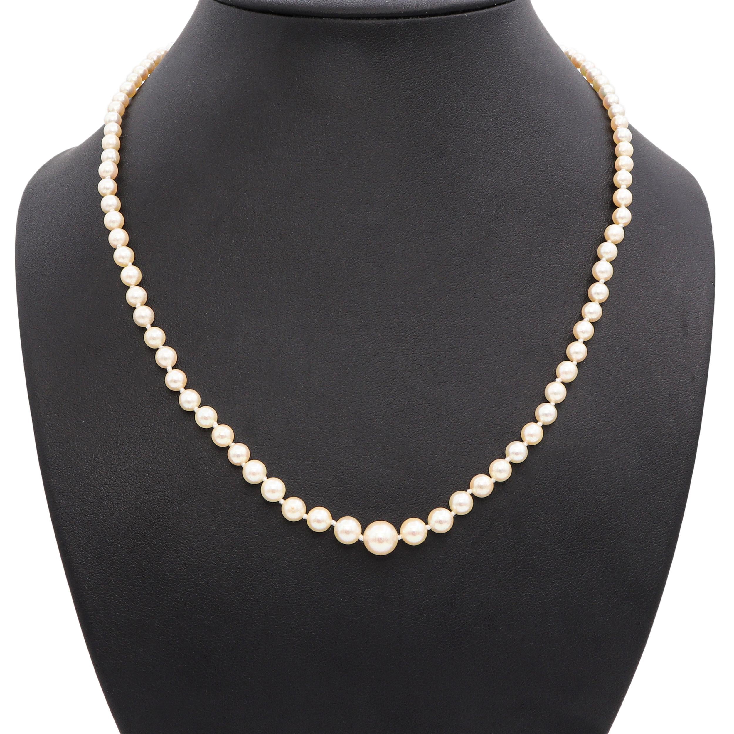Vintage 18k Yellow Gold Pearl Strand Necklace