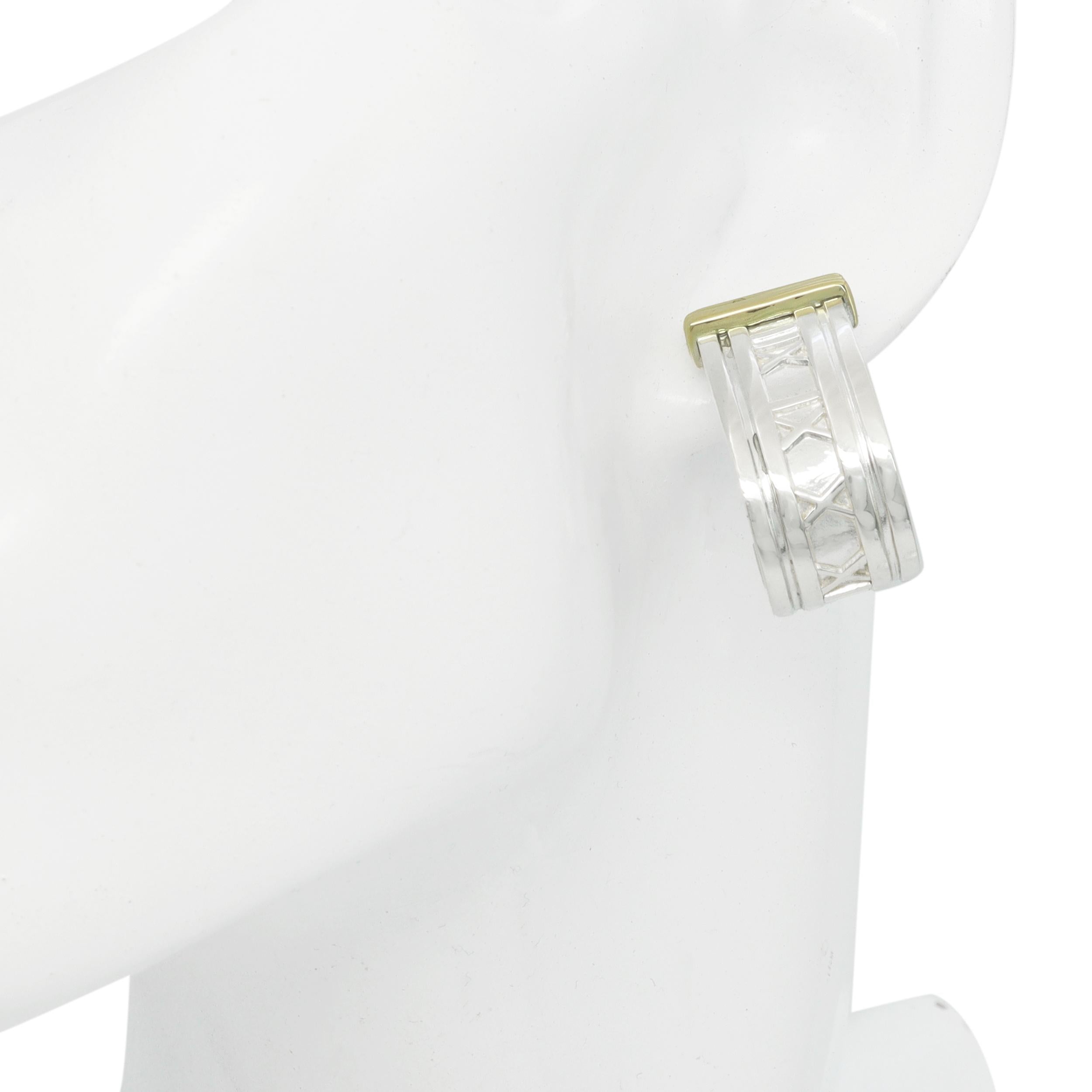 Tiffany & Co. Atlas Sterling Silver & 18k Yellow Gold Huggie Earrings