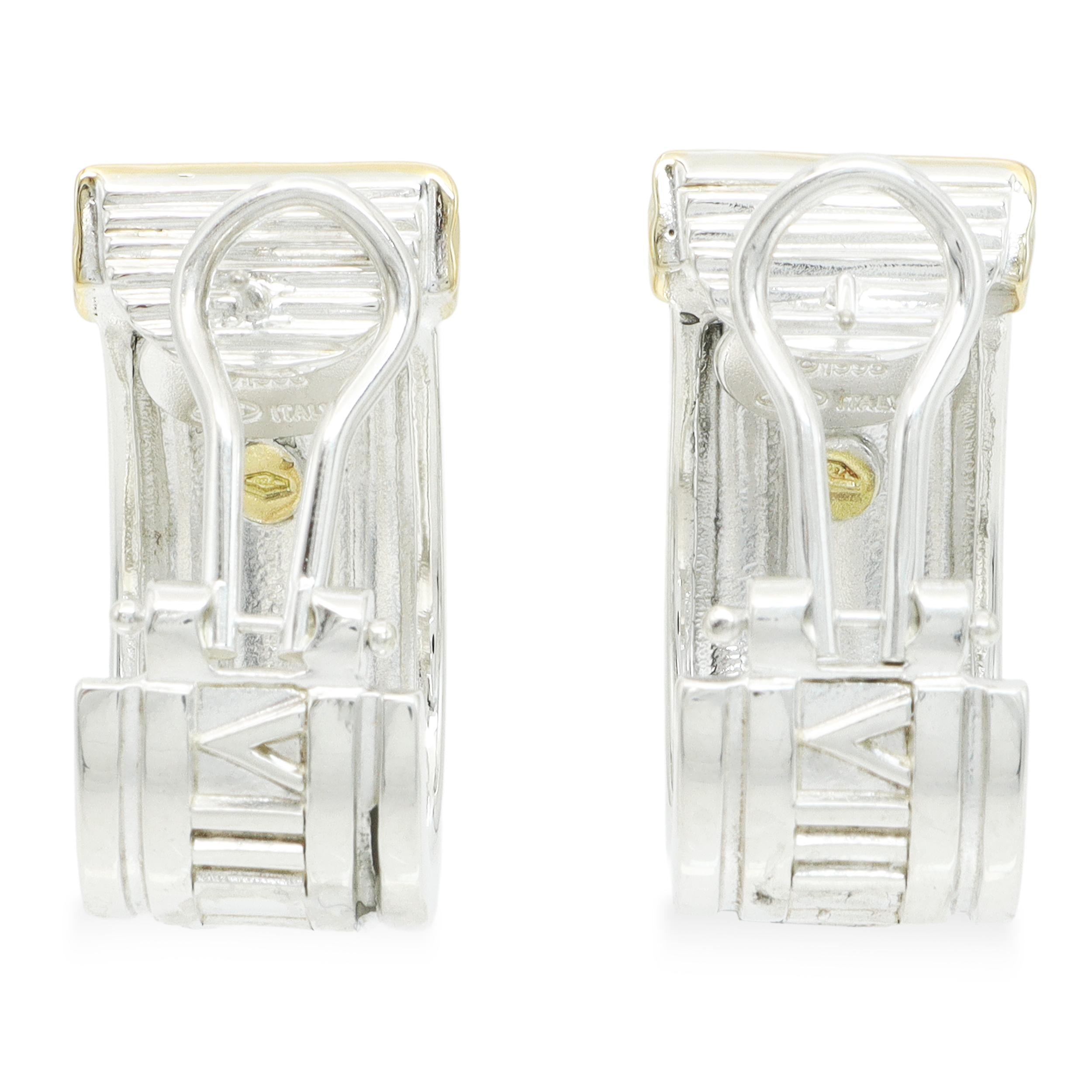 Tiffany & Co. Atlas Sterling Silver & 18k Yellow Gold Huggie Earrings