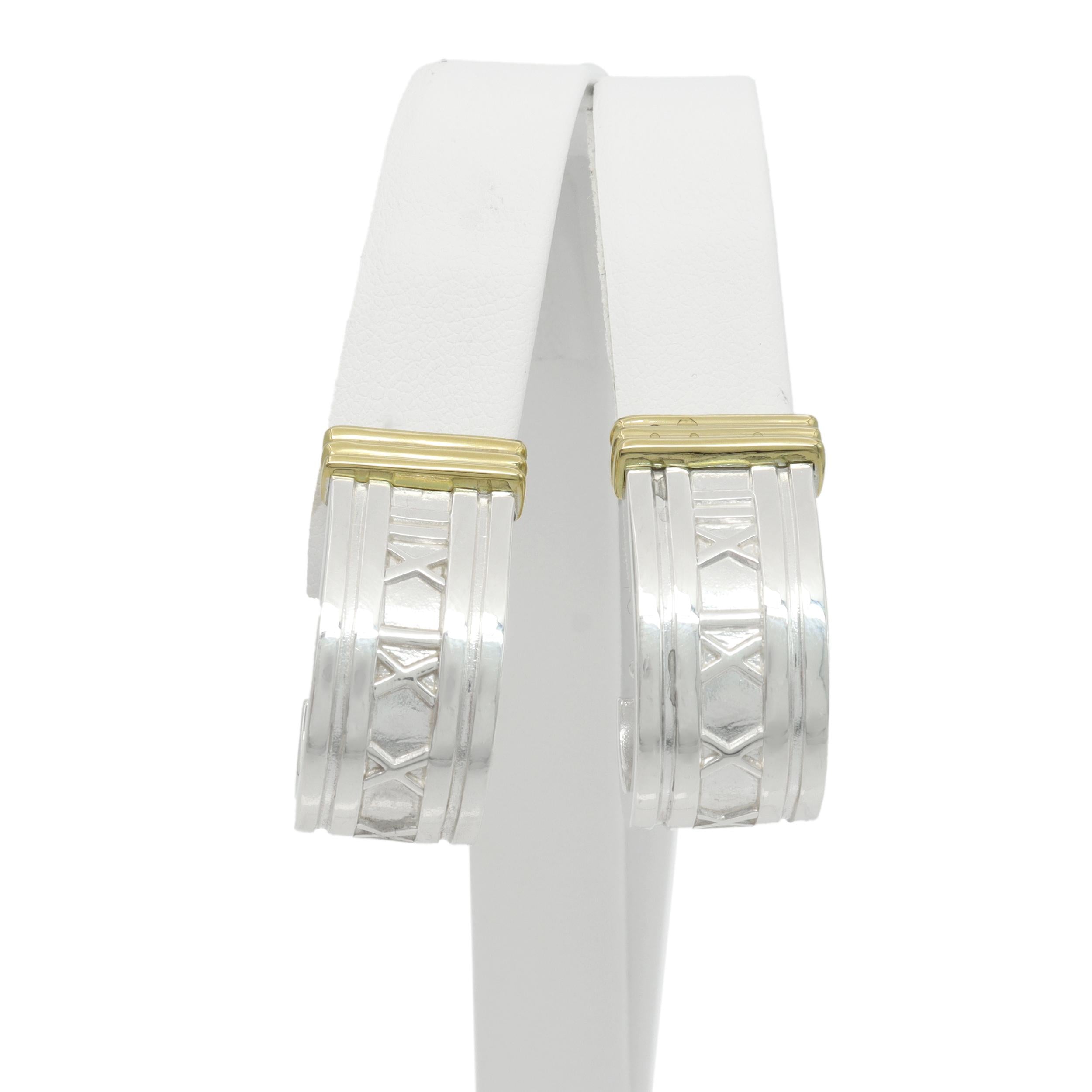 Tiffany & Co. Atlas Sterling Silver & 18k Yellow Gold Huggie Earrings