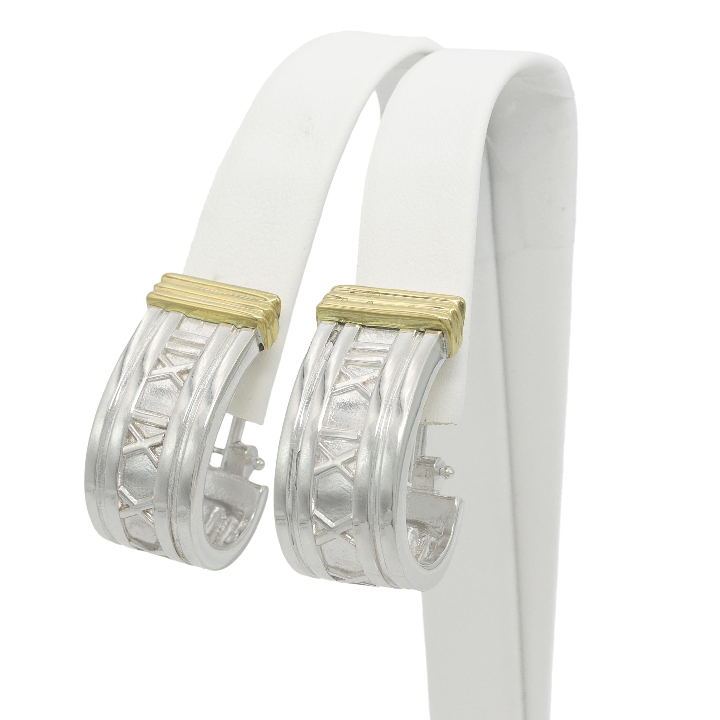 Tiffany & Co. Atlas Sterling Silver & 18k Yellow Gold Huggie Earrings