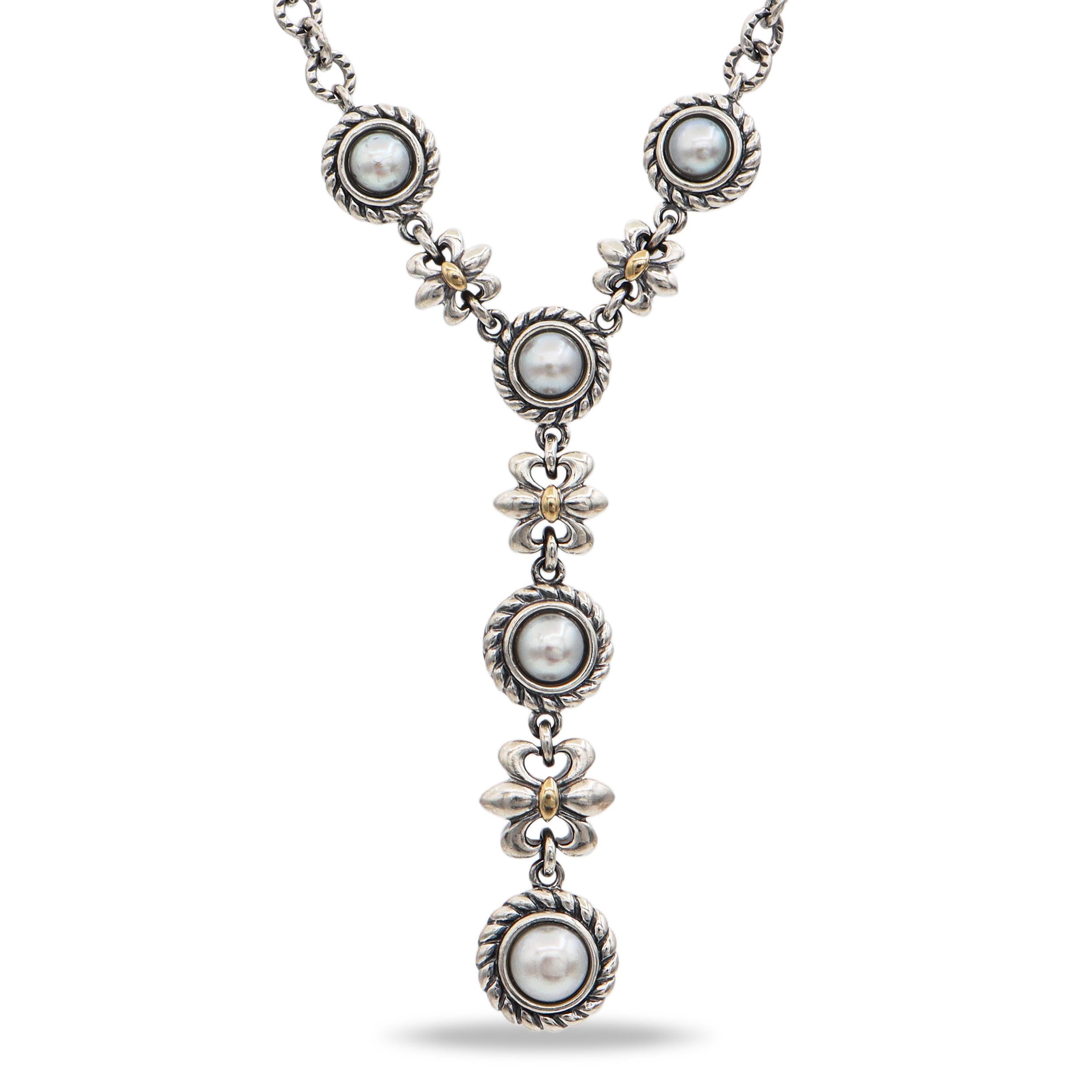 Vintage T & C 14k Yellow Gold and Sterling Silver Mabe Pearl Jewelry Set