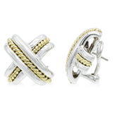 Tiffany & Co. Signature X Sterling Silver & 18k Yellow Gold Earrings