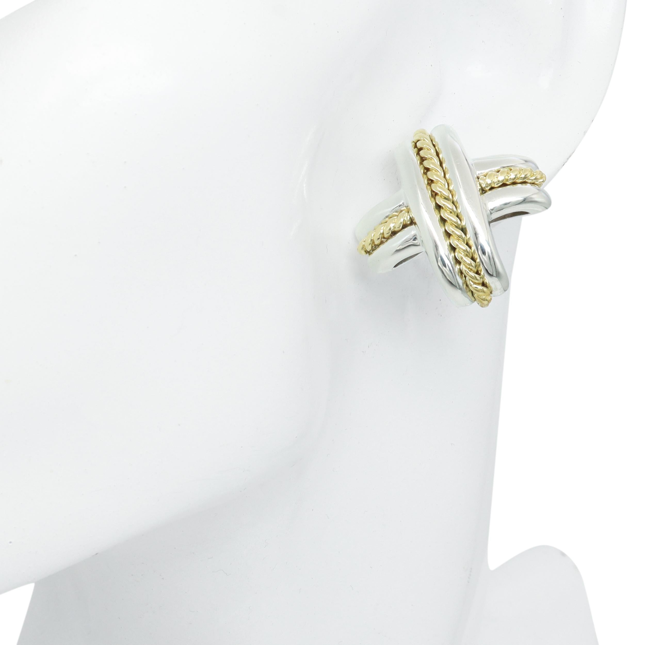 Tiffany & Co. Signature X Sterling Silver & 18k Yellow Gold Earrings