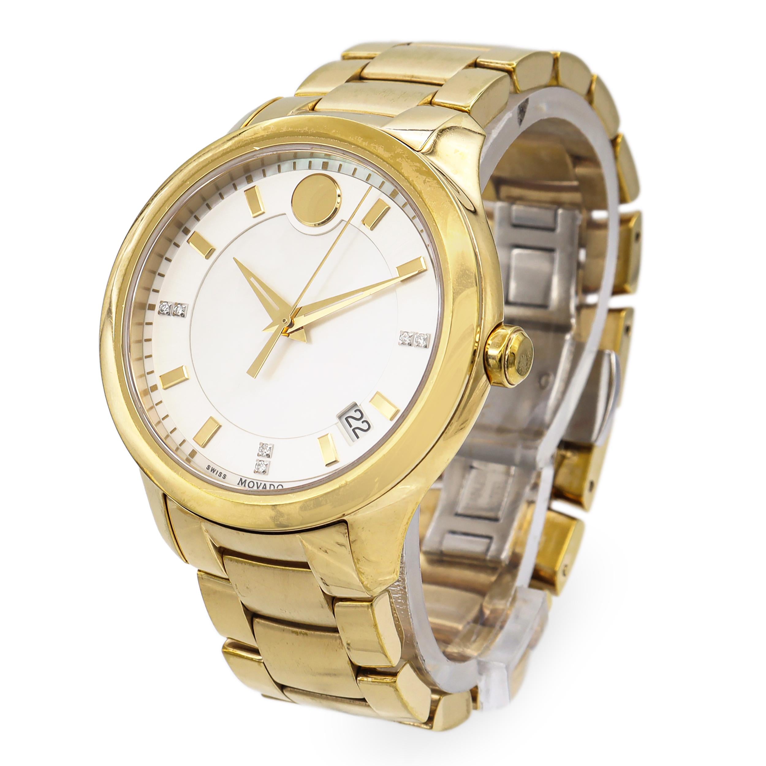 Movado Bellina Gold Toned Stainless Steel Men's Quartz Watch