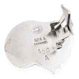 Vintage Georg Jensen Hammered Tulip 100 Denmark Sterling Silver Clip On Earrings