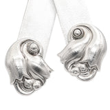 Vintage Georg Jensen Hammered Tulip 100 Denmark Sterling Silver Clip On Earrings
