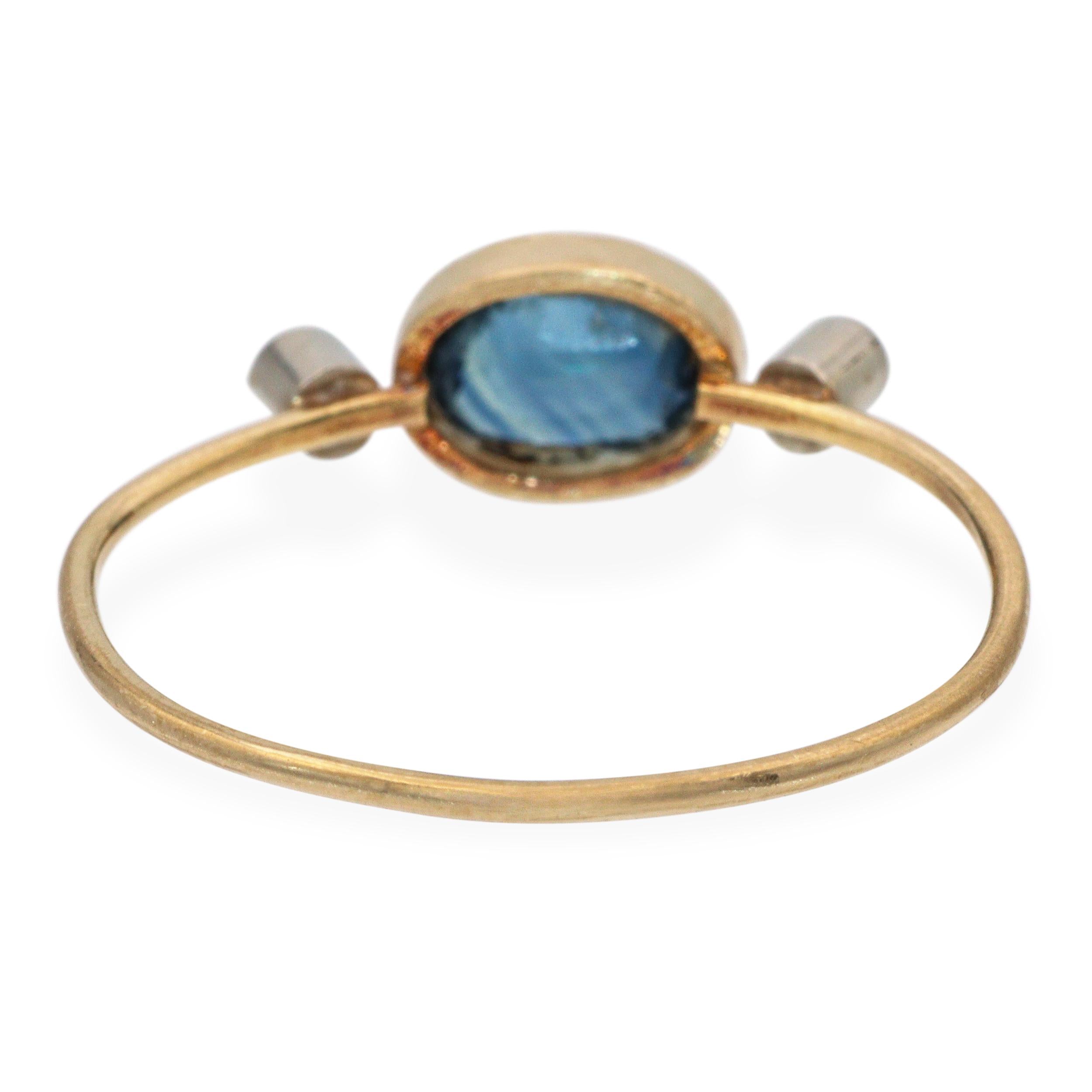 Vintage 14k Yellow Gold Sapphire and Diamond Ring