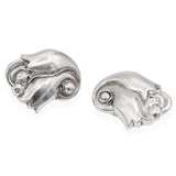 Vintage Georg Jensen Hammered Tulip 100 Denmark Sterling Silver Clip On Earrings