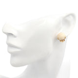 Vintage Yellow Gold Angel Skin Coral Cabochon Clip On Earrings