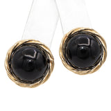 Vintage 14k Yellow Gold Onyx Cabochon Stud Earrings