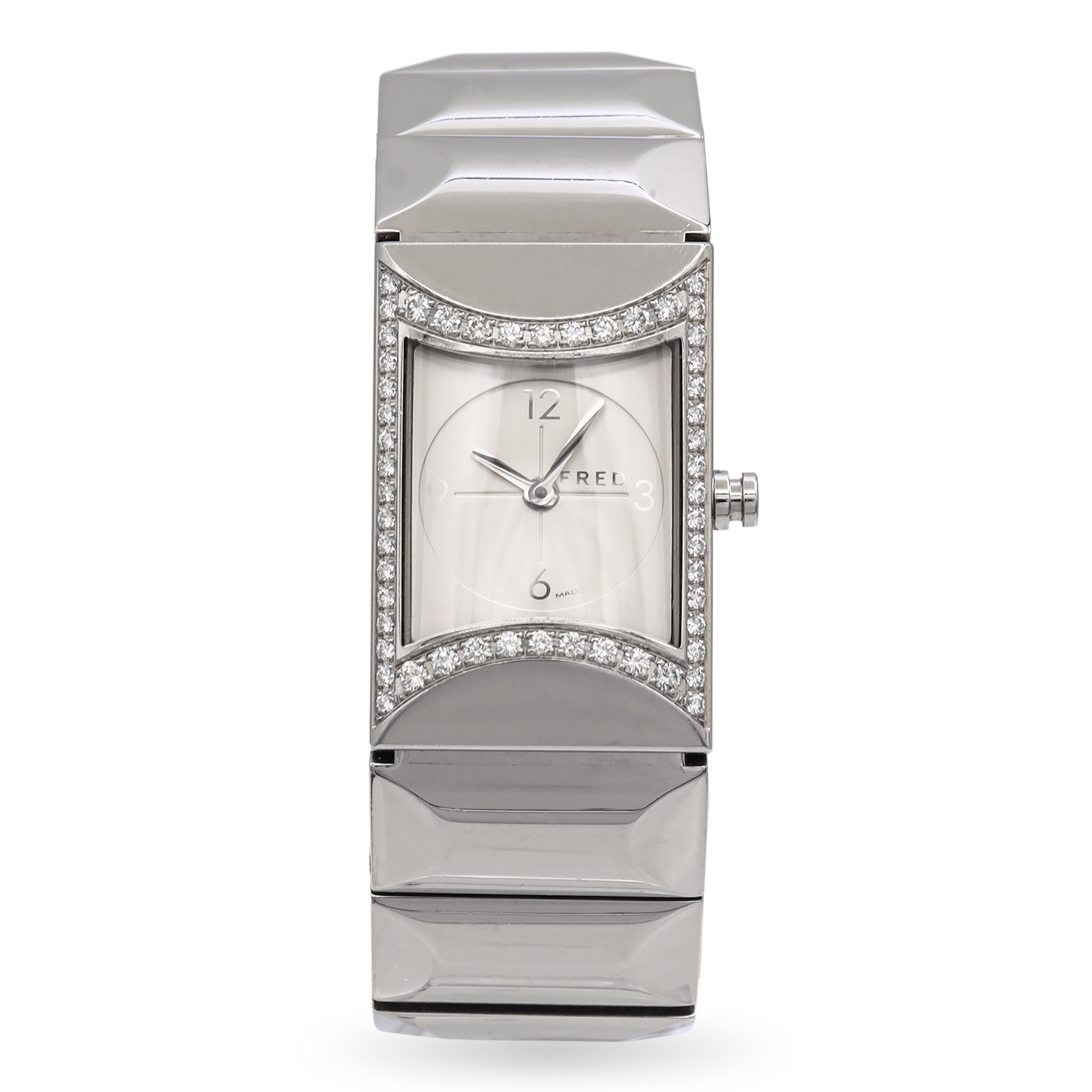 Fred Paris Stainless Steel Diamond Bezel Watch