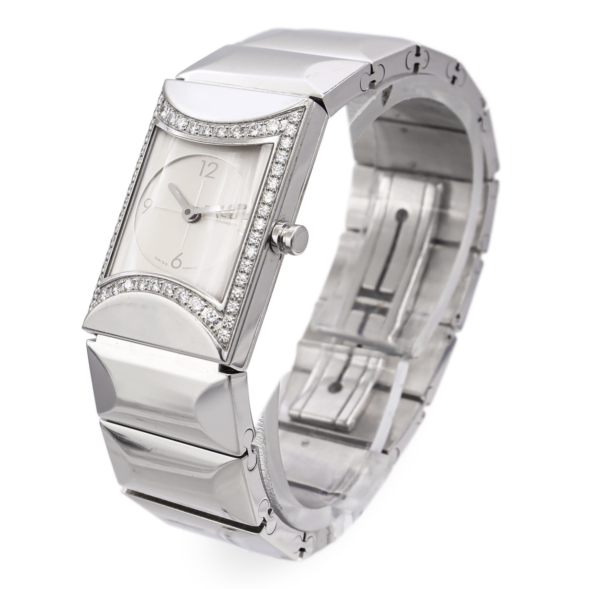 Fred Paris Stainless Steel Diamond Bezel Watch