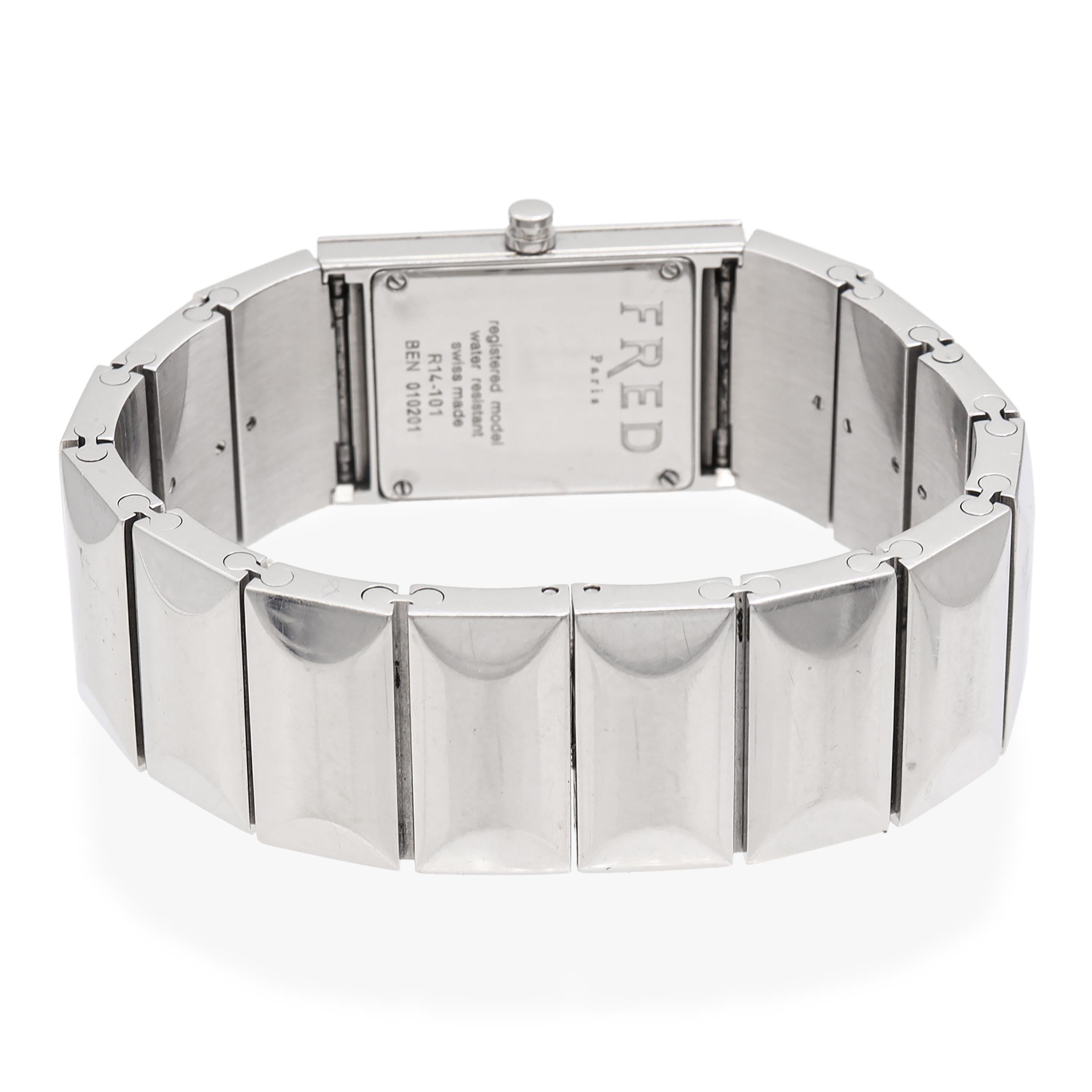 Fred Paris Stainless Steel Diamond Bezel Watch