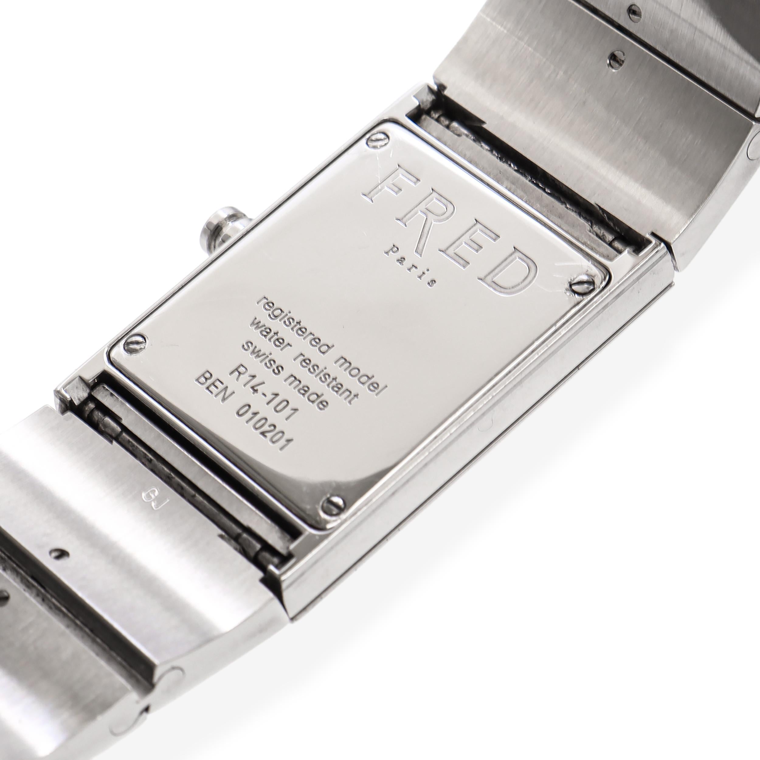 Fred Paris Stainless Steel Diamond Bezel Watch