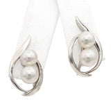 Vintage Mikimoto Sterling Silver Cultured Pearl Screw Back Earrings