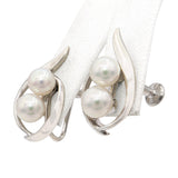 Vintage Mikimoto Sterling Silver Cultured Pearl Screw Back Earrings