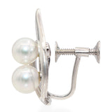 Vintage Mikimoto Sterling Silver Cultured Pearl Screw Back Earrings