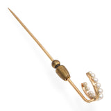Vintage 14k Yellow Gold Pearl Horseshoe Stick Pin