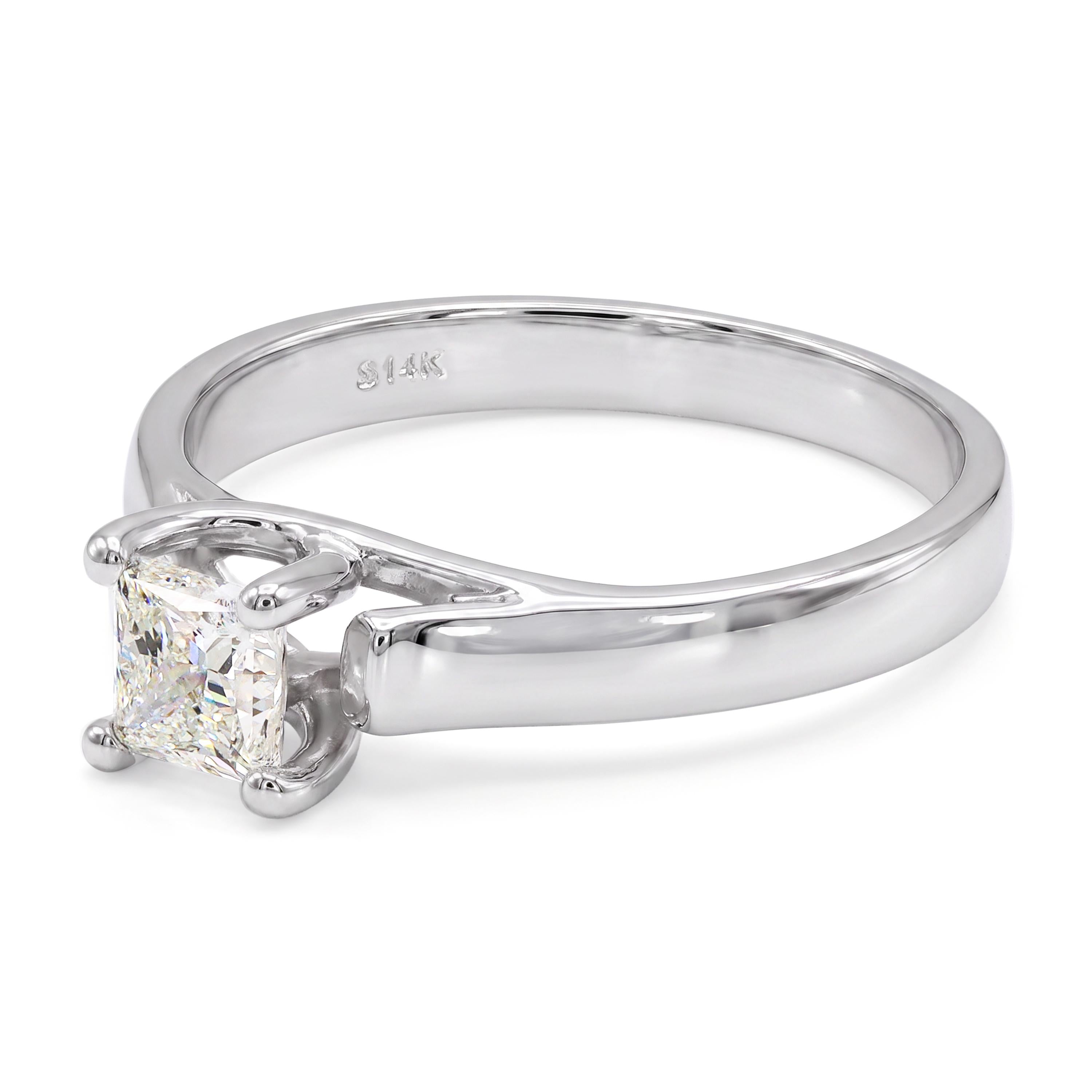 Vintage 14k White Gold 0.70ct I Si1 Princess Cut Diamond Ring